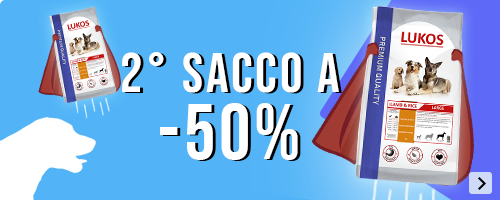50% di sconto sulla 2° confezione di cibo per cani Lukos
